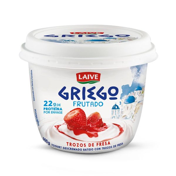Yogurt griego laive fresa 0% grasa pote 500g